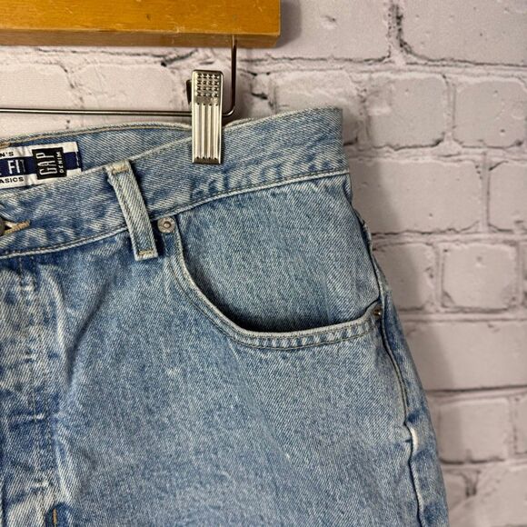 Vintage Gap Loose Fit Cuffed Jean Shorts Y2K Button Fly Size Size 12 C - Picture 4 of 11